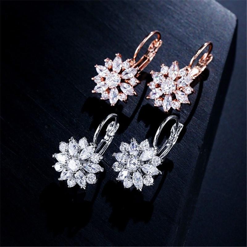 Cross-Border European & American Sunflower Crystal Rhinestone Fashion Ear Clips