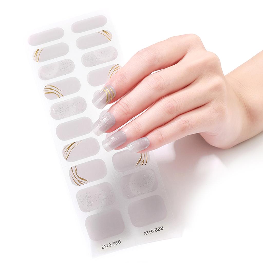 20 Tips Semi-Cured Gel Nail Patch Adhesive Sliders Long Lasting Full Cover Nail Stcikers Gel LED UV Lamp Neede