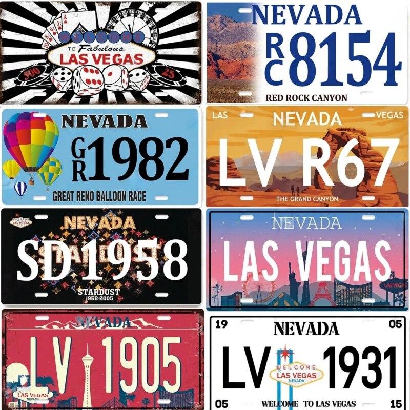 Vintage Las Vegas Metal Tiin Signs Decor Licenses Metal Plate Plaque Wall Decor for Living Room Club