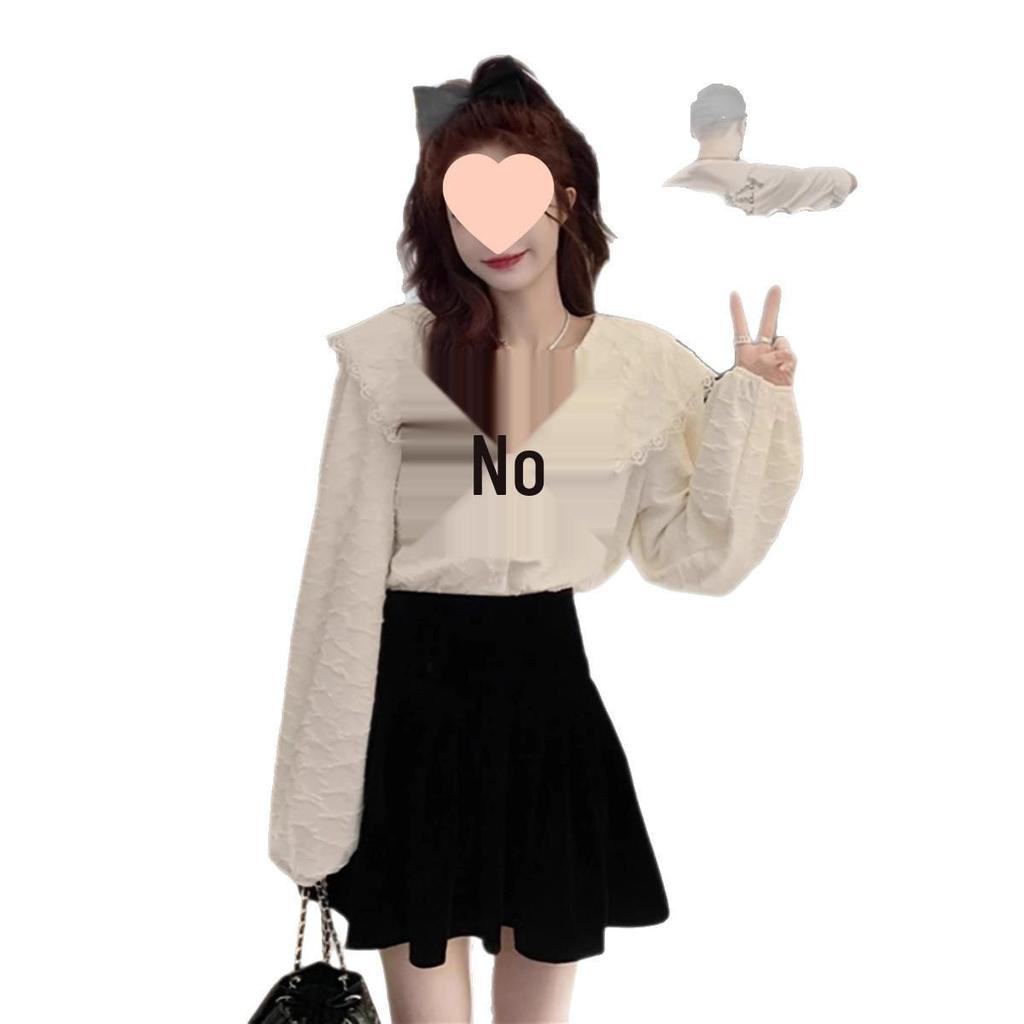 Women's Plus Size Doll Collar Long Sleeve Shirt with Bow Knot, Stylish Spring/Autumn 2025 Design