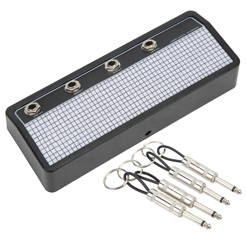 Guitar Plug Storage Box Wall Mounting Guitar Amplifier Key Holder Rack with 4Pcs Keychains