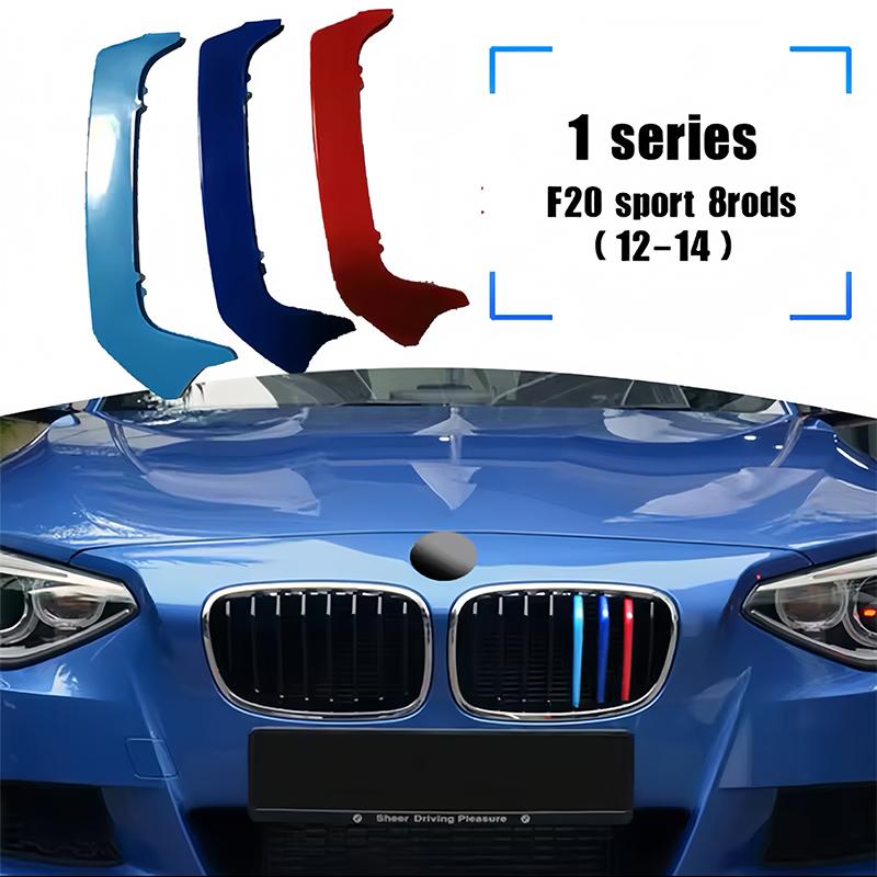 

3PCS ABS Car Front Network Racing Grills Trim Strips For BMW 1 Series 2012-2014 F20 Sport 8rods 11rods Exterior Accessories F20 Sport 8rods