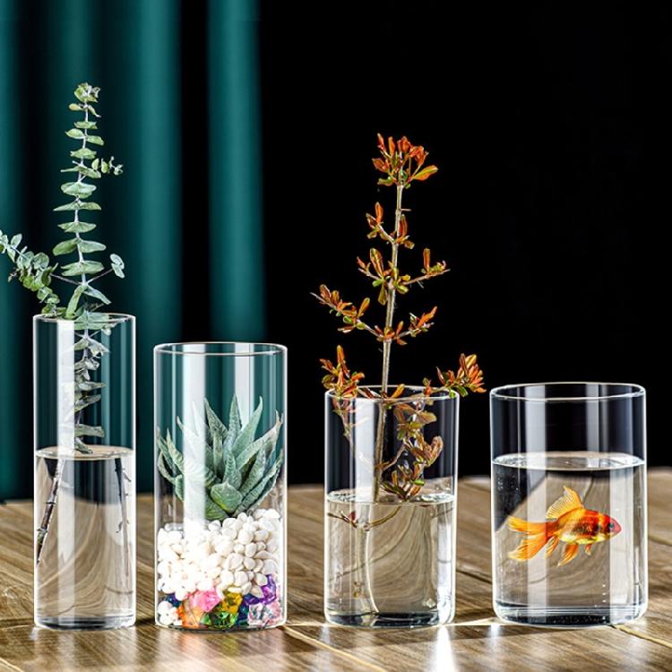 Support de bougie en verre transparent Vase cylindrique en verre Porte-bougie Créez un décor unique pour la décoration de la chambre à coucher, du bureau