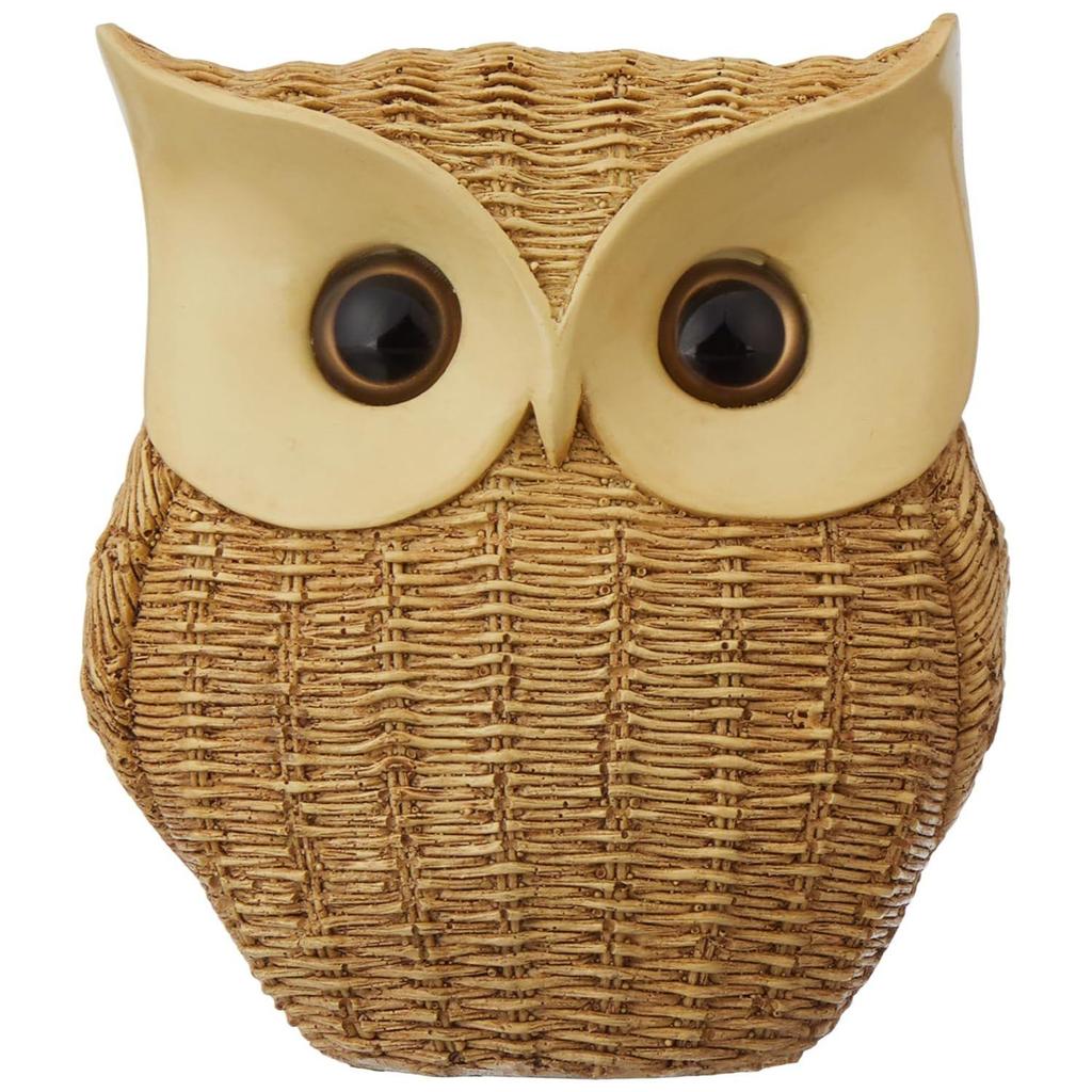 Modern Classy Happy Owl Resin Art Figurine | Beautiful Home Decor (Brown)