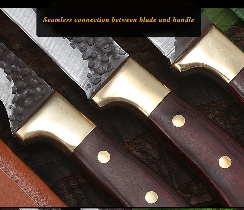 3pcs Forged Sharp Butcher Knife Boning Knife Slicing Knife with Knife Cover Multifunctional Kitchen Knife Set