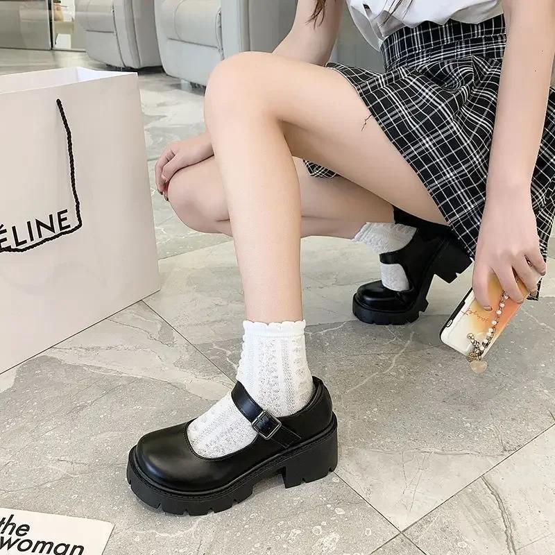 Mary Jan Shoes New Style Women's British High Heels Lolita Shoes Thick Base Single Shoes Small Leather Vintage