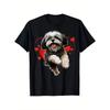 Shih Tzu Love for Valentines Day On Shih Tzu Lover T-Shirt, Unisex Cotton Casual Round Neck Outdoor Short Sleeve T-Shirt
