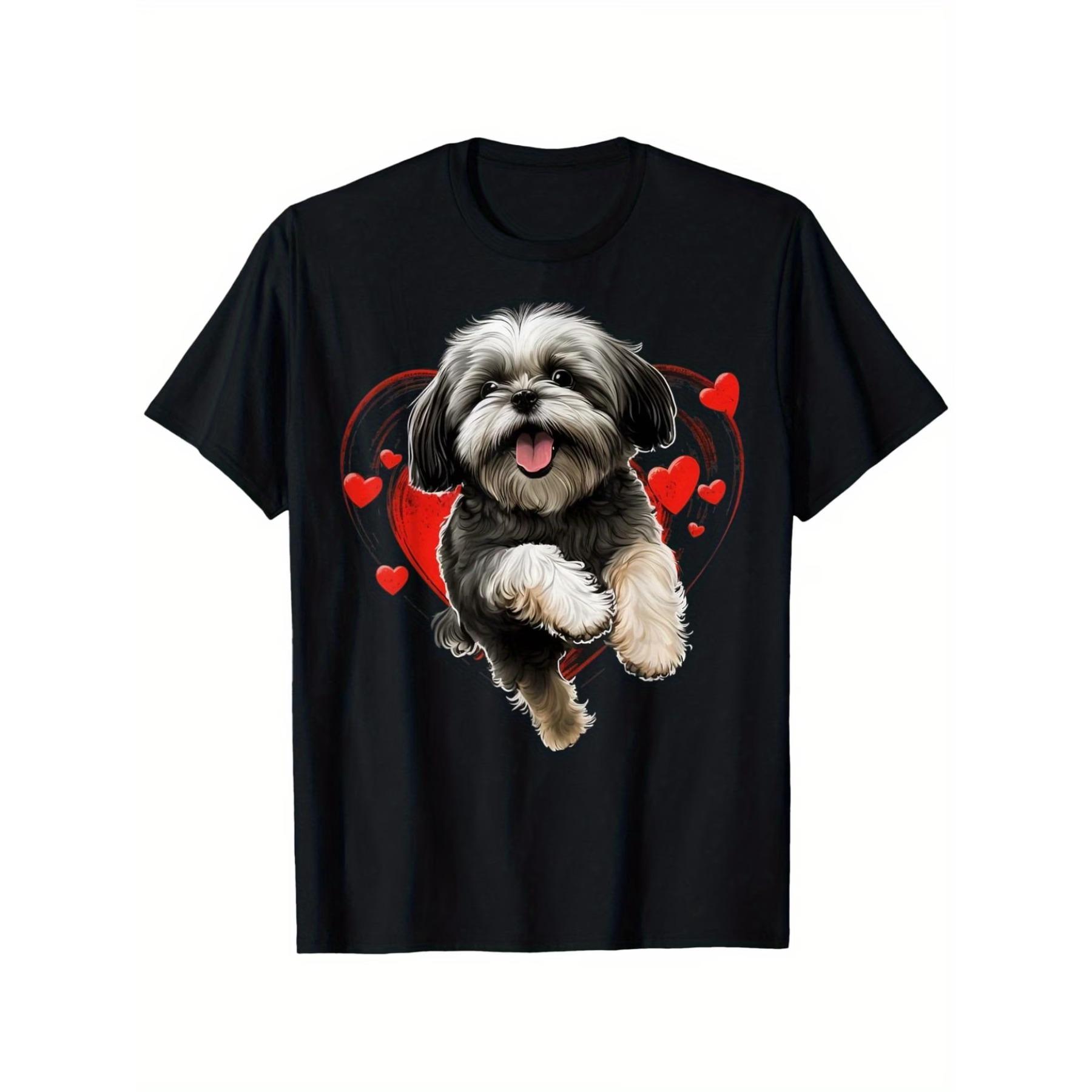 

Shih Tzu Love for Valentines Day on Shih Tzu Lover T-Shirt, Unisex Cotton Casual Round Neck Outdoor Short Sleeve T-Shirt XXL