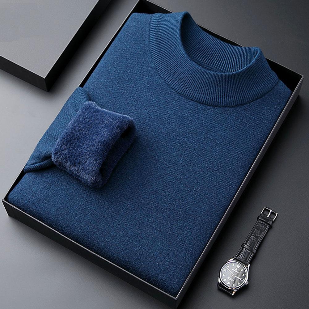 

Мужской свитер оверсайз для холодной осени и зимы, толстый бархатный трикотаж, пуловеры, блузка, майка, корейская одежда, водолазка для женщин M светло-синий