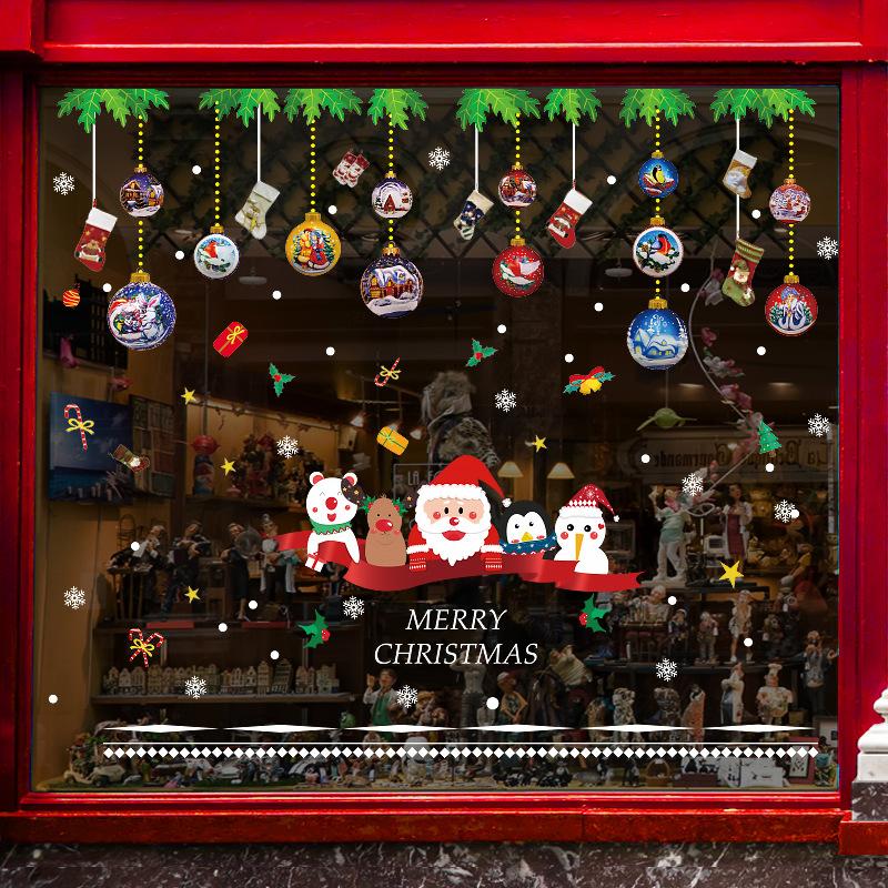 New Christmas Cartoon Wall Sticker, Shopping Mall Shop Window Glass Wall Decoration Painting Sticker