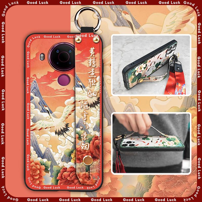 Schmutzabweisende Strapazierfähige Handyhülle Für Nokia 5.4 Für Mama Chinesischer Stil Mode Silikon Staubdicht Umhängeband Ältere Dame