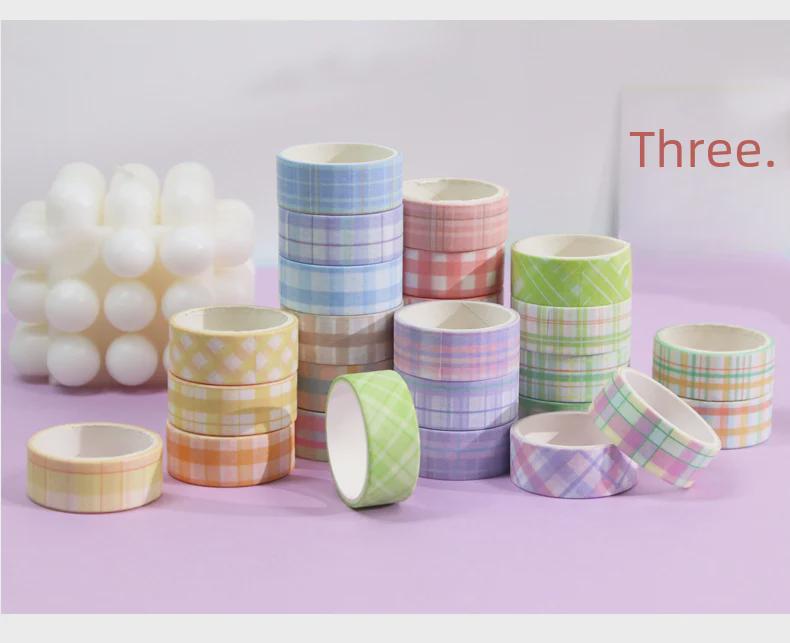 Set med 60 rullar: Japanska Pappersanteckningsbokstejper - Små Fräscha Rutiga Saltserien för DIY-nybörjare