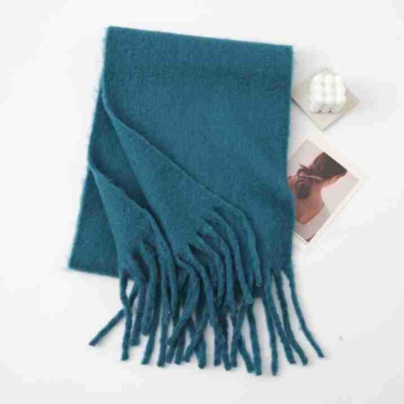 Vielseitiger Mohair-Einfarbschal Damen Winter Verdickung Schlichte Wärme Vergrößerter Schal