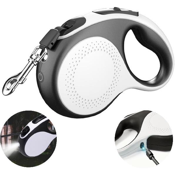 360° Tangle-Free Retractable Dog Leash with LED Light |16ft  Nylon Tape Heavy Duty Dog Leash Retractable- One-Handed Brake, Pause, Lock-Protection
