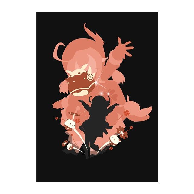 Rám z masivního dřeva videohra Genshin Impact Decoration Nástěnná malba Anime Obrázek Postava Plakát Obraz na plátně Dětský pokoj Tisky pro moderní domácí dekorace