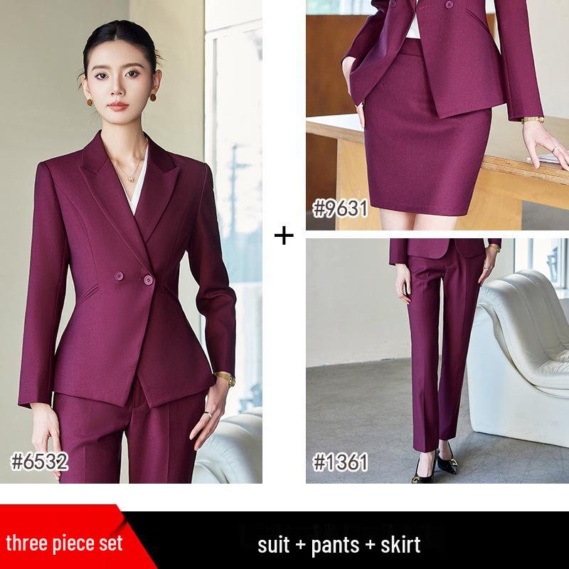 Yumeiya Elegant Professional Suit Set - Spring Thick Style Waist-Slimming Long-Sleeved Workwear Uniform.