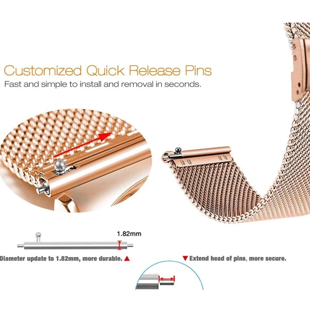 0,6 mm Mailänder Maschen Edelstahl Armband Dicke Armband 16 mm 18 mm 20 mm 22 mm Metallarmbänder für Samsung Galaxy Watch 7/6/5/4