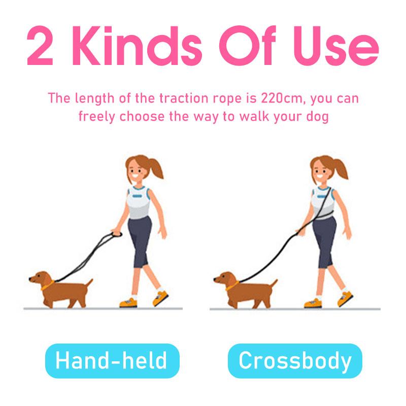 Durable Dog Leash Reflective Running Pet Lead Belt Free Hand Shoulder Leash Rope For Small Medium Dogs Outdoor Training Traction
