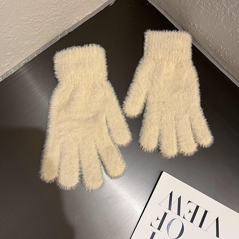 Simple Colorful Thermal Gloves With Faux Fur Lining For Winter Wear