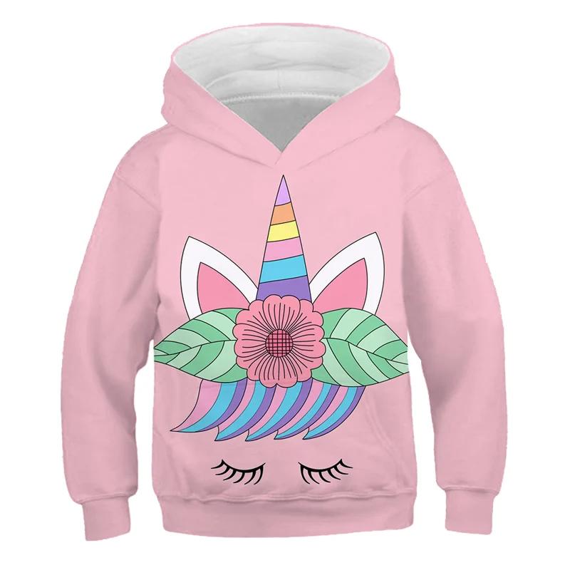 Children's Cartoon Casual Sweatshirts 2025 Baby Kids Boys Girls Unicorn Hoodies Clothing Spring Autumn Fashion Cute Hooded Tops