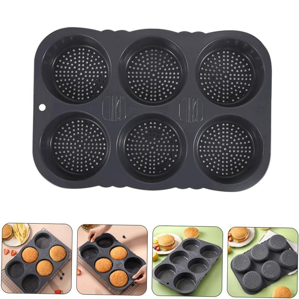 Non-stick Bread Loaf Pan 4/6/8 Cavity Burger Bun Maker Heat Resistant Hamburger Bun Mold Household