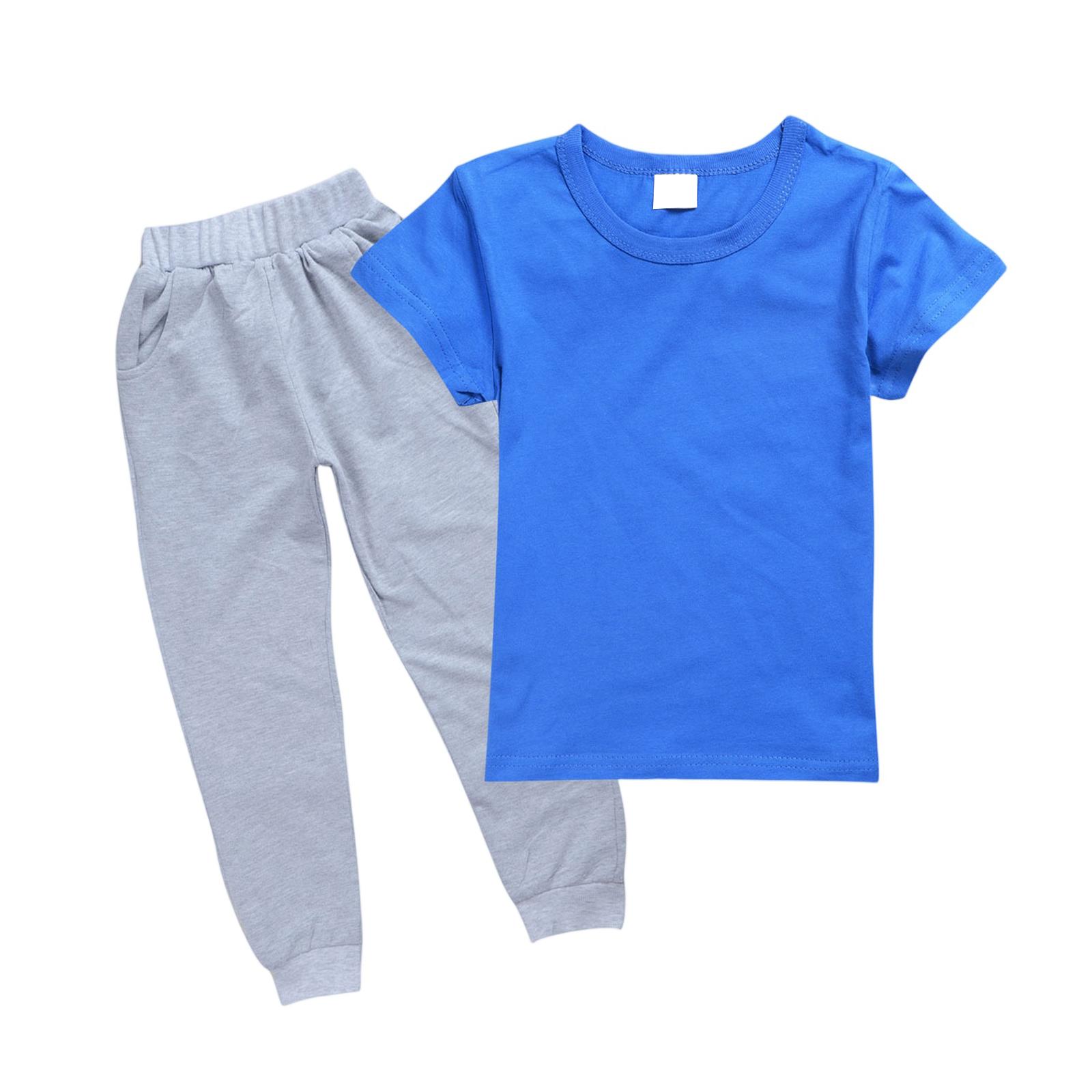 

Girls 2-Piece Set - Solid Color Tee & Pants Outfit 130 синій