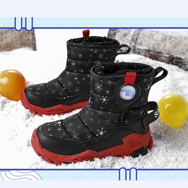 Children's Snow Boots with Thick Waterproof Design, Boys' Anti-slip Cotton Shoes, Girls' Cotton Boots