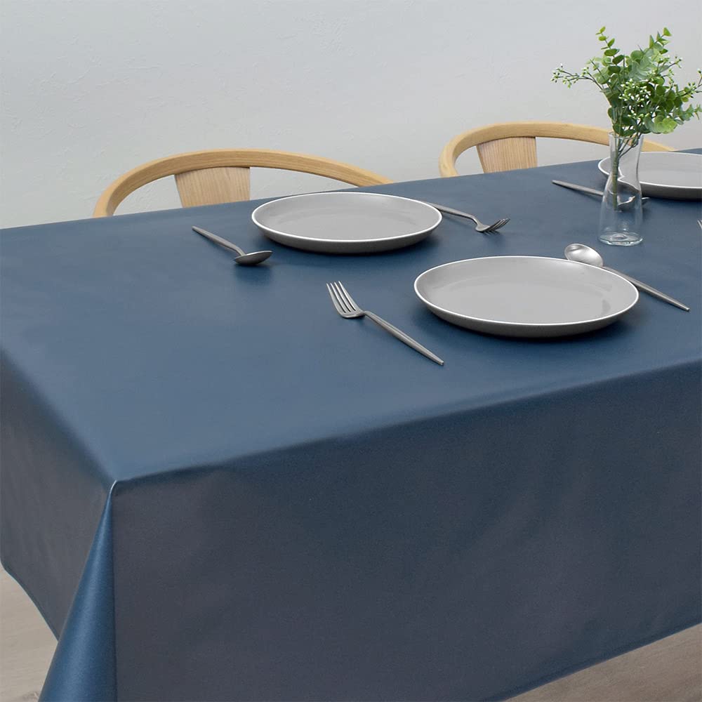 STYLE Decor Waterproof Laminated Vinyl Tablecloth, Nordic Style, 140cm x 210cm, Navy Blue, W4802720