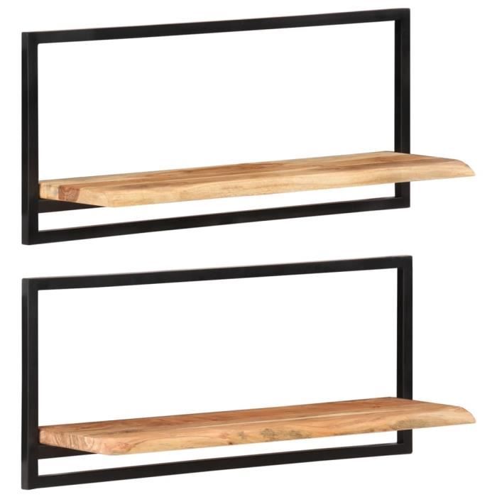 VidaXL Wall Shelves 2 Pcs 80x25x35 Cm Acacia Wood and Steel 338458