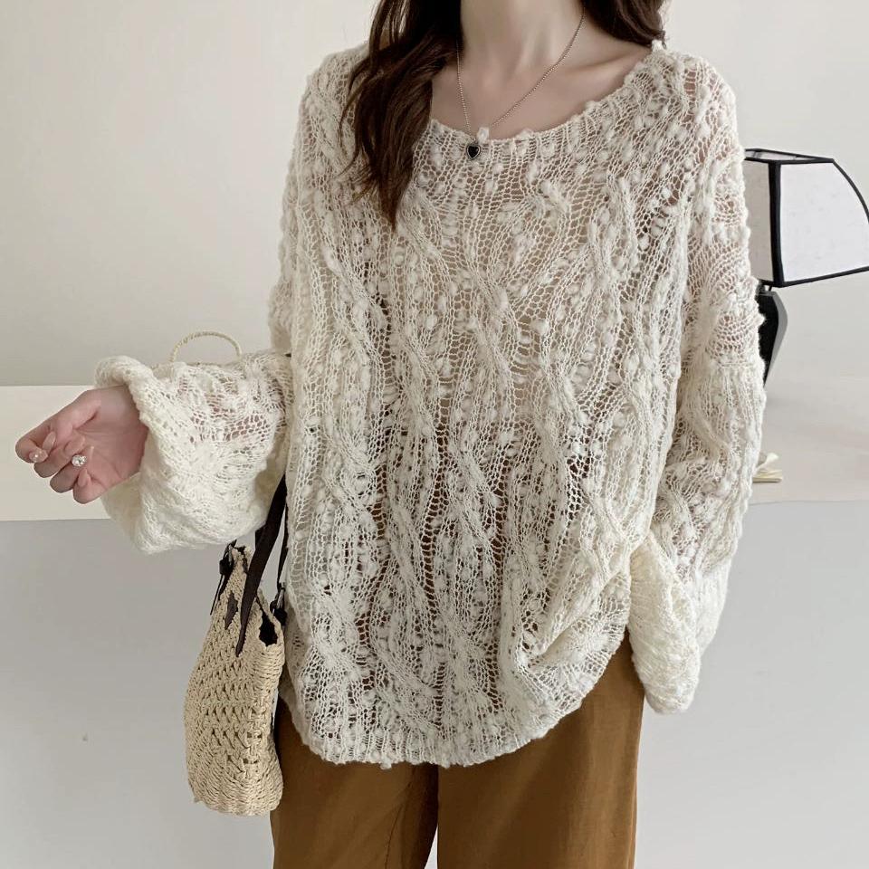 Dimanaf 2025 Sweaters Cardigan Autumn Wear Out Pullover Women Print O-Neck Sweaters Knitting Loose Pink Sweater