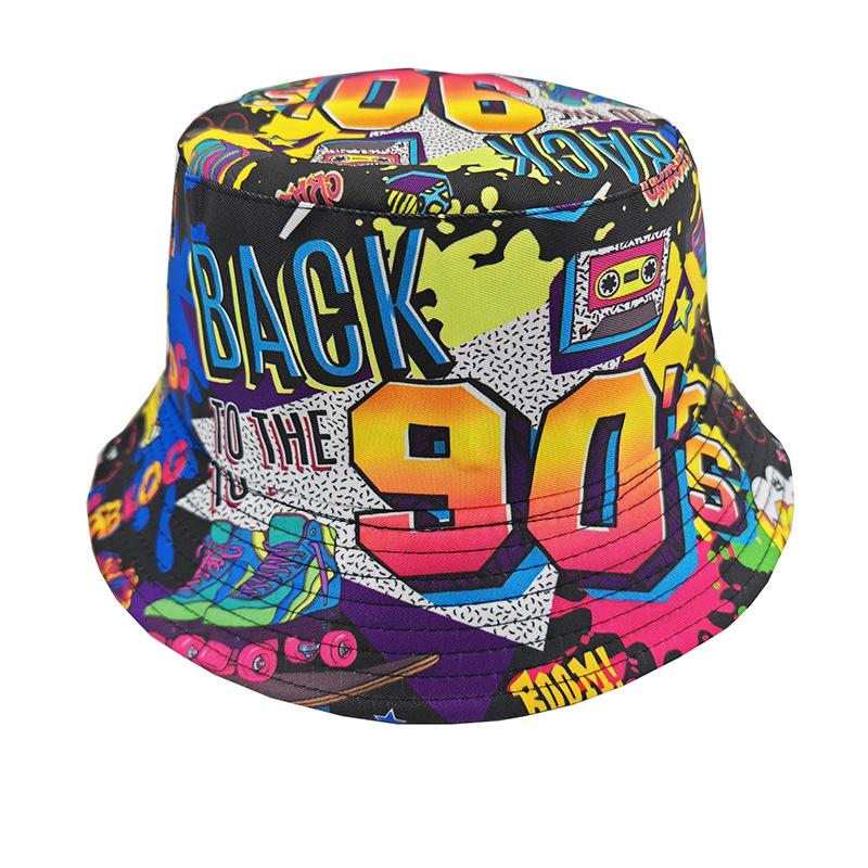 Graffiti Fisherman Hat: Retro, Double-Sided Sun Protection for Men & Women - All-Match Hip-Hop Bucket Style