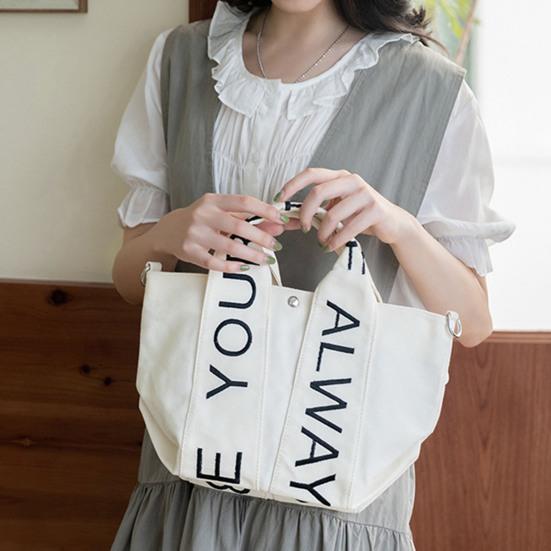 

Повседневная холщовая сумка-тоут для женщин с буквенным принтом для девочек, студенческая сумка на плечо