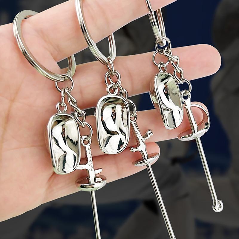 Metal Fencing Keychain Games Souvenirs Decoration Pendant Handbag Charm Car Key Ring Bag Purse Pednant Fencing Sport Fans