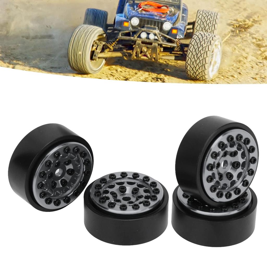 RC Car Beadlock Rim FMS FCX24 Crawler 12 Hole Aluminum RC Wheel Hub Outer Diameter 31 x Width 14mm Adapter 7mm 1/24 (Titanium)