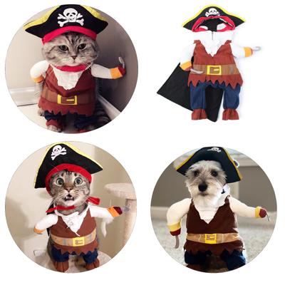Roupas de novidade para filhotes, fantasia engraçada de pirata para cosplay de gato de estimação, para cães pequenos e médios, gatos, Halloween, suprimentos criativos para cães e animais de estimação, pug