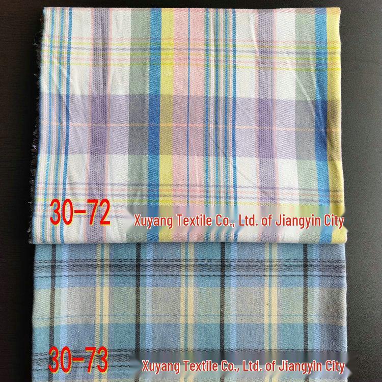 Spot Color-Woven Plaid Jacquard Fabric for Children's Autumn/Winter Brushed Polyester-Cotton Shirts