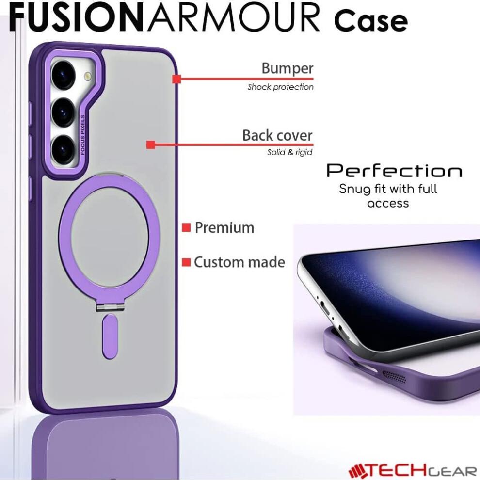 Galaxy S23 Plus Stand Case [Fusion Armour Ring] Premium Tough Rugged Protective Magnetic Kickstand Case, Wireless Charging Case for Samsung S23+
