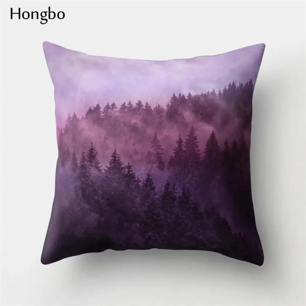 Hongbo 1 Pcs Pillow Case Colorful Oil Forest Painting Mountain Wave Polyester  Pillow Case Sofa Cushion Cover