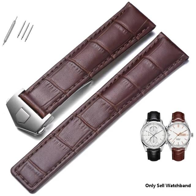 Genuine Leather Strap for Tag Heuer Watch Carrera Monaco Watch Belt Black Brown Bracelet Wristwatch Watchband 19mm 20mm 22mm