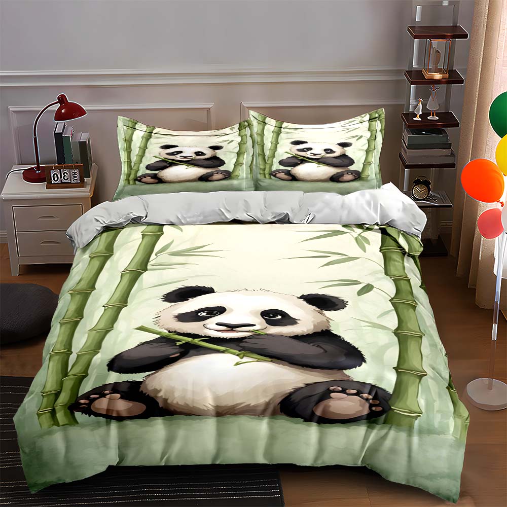 

Panda bamboo design. Bedding Duvet cover sets Duvet covers Pillowcases gifts (1 * Duvet Cover 2 * Pillowcases, without duvet insert) 135x200cm