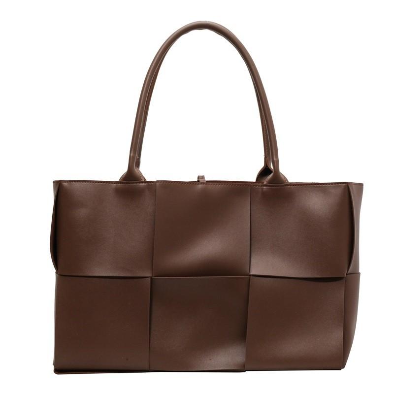 Color Solid Simple Large Capacity Women Casual Woven Tote Bag For Use Daily