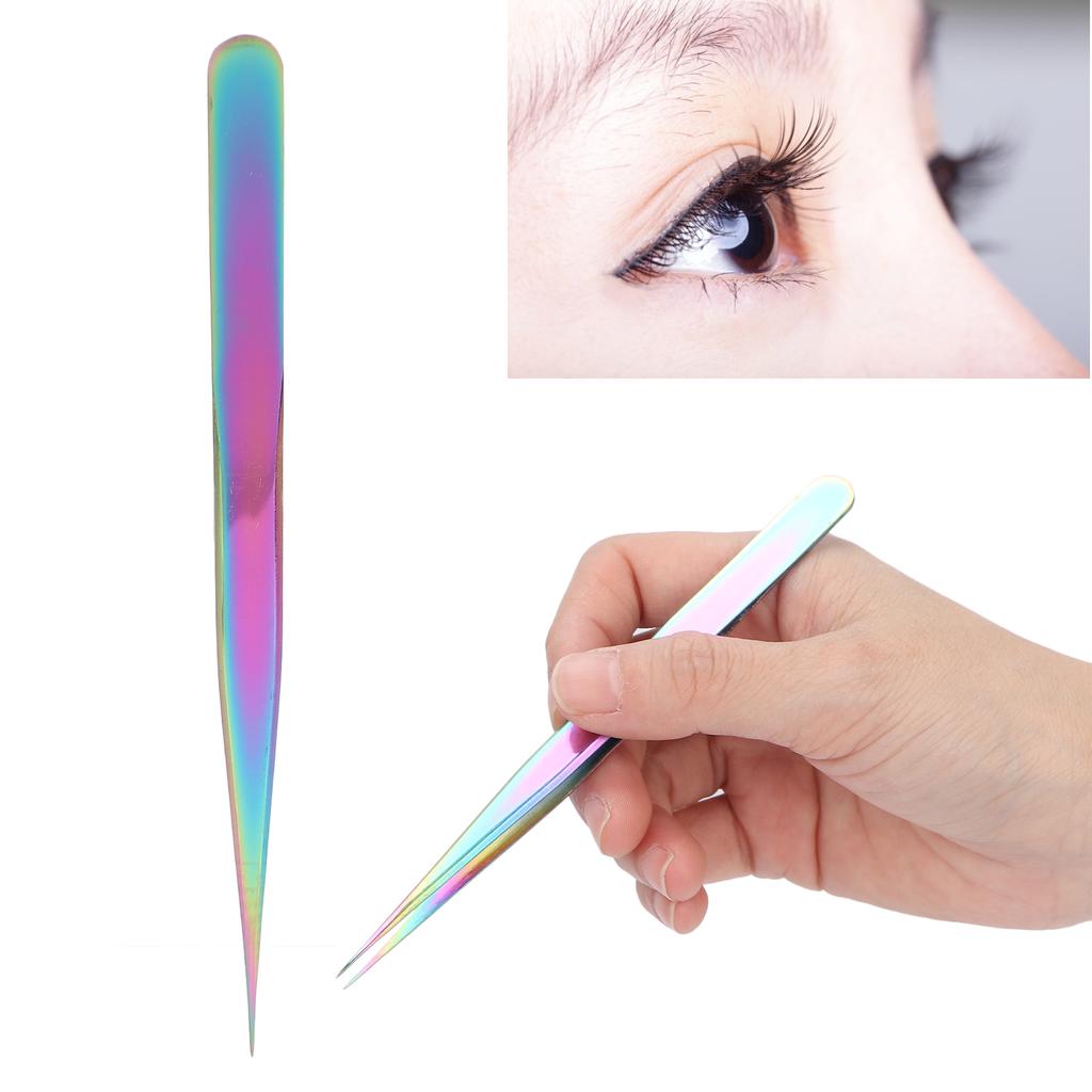 Professional Straight Nail Art Tweezers Stainless Steel Pointed Eyelash Extension Tweezers