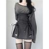 Abito Corsetto Fairycore Grunge Goth Donna Coulisse Harajuku Streetwear Benda Bodycon Stretto Abiti Y2k Donna