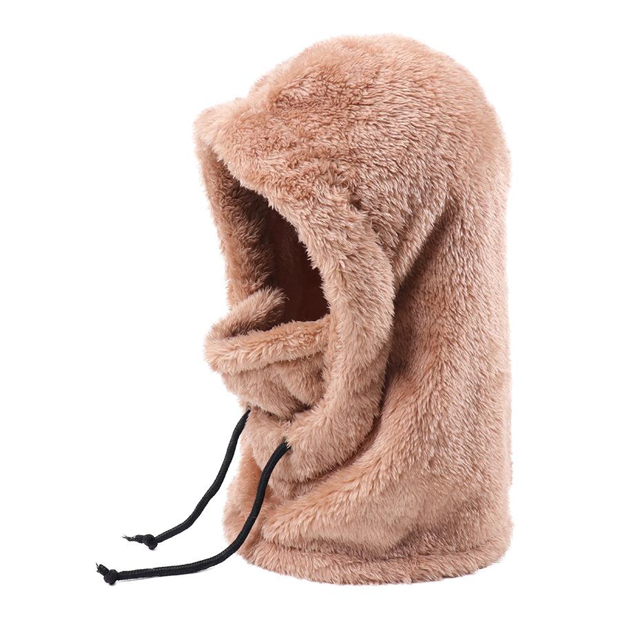 Hot-selling warm one-piece hats men and women autumn and winter plush soft cold-proof scarf integrated cycling pullover hat