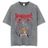 Anime Death Note Ryuk Yagami Light Vintage gewaschenes T-Shirt Herrenbekleidung Baumwoll-T-Shirt Mode Kurzarm-T-Shirts Streetwear