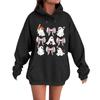 Women's Casual Fashion Comfortable Round Neck With Hood Long Sleeve Halloween Print Warm Sweatshirt