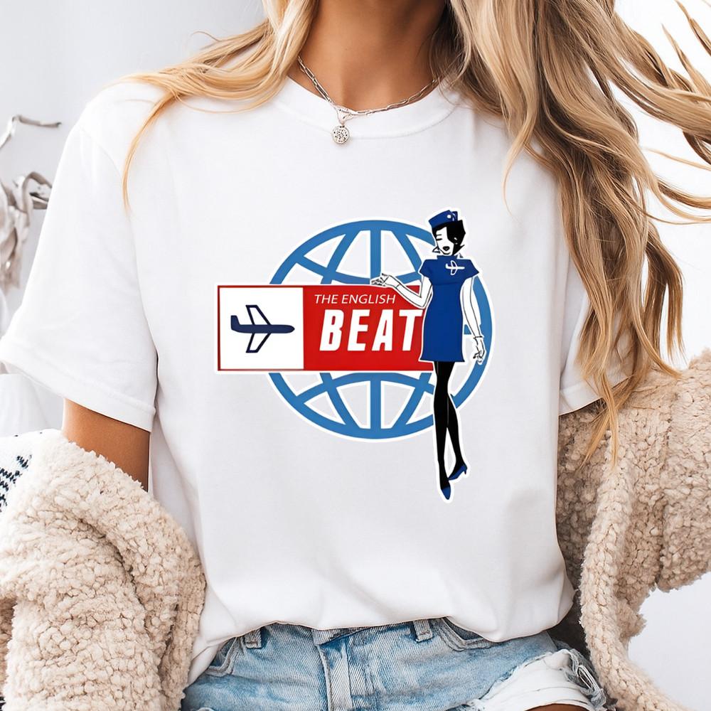 

English Beat General Public Flight Attendant Cotton T-ShirtAll Sizes Unisex T-Shirt L