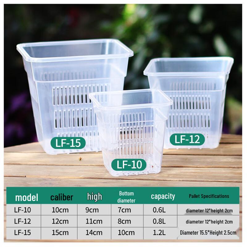 Transparent Square Resin Root Control Pot for Orchids (Aoyama J51)