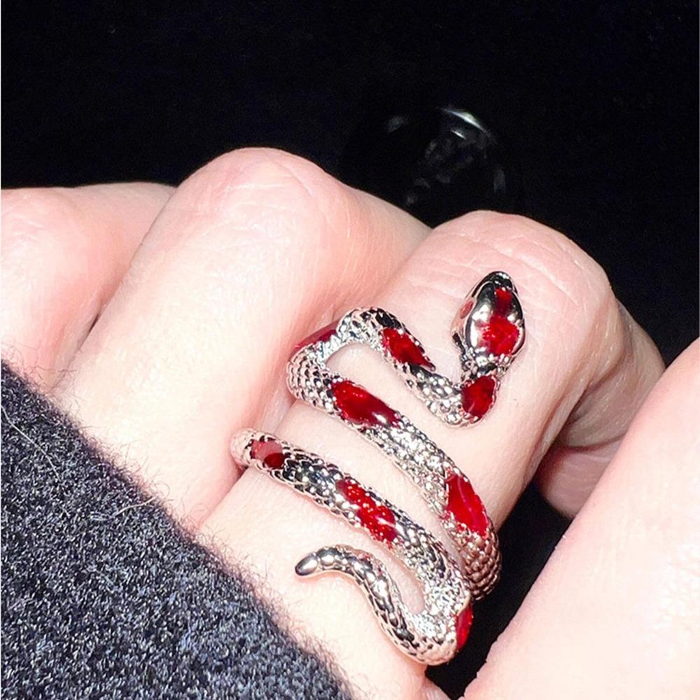 Punk Snake Ring for Women Goth Snake Ring Silver Statement Ring Open Snake Adjustable Ring Jewelry
