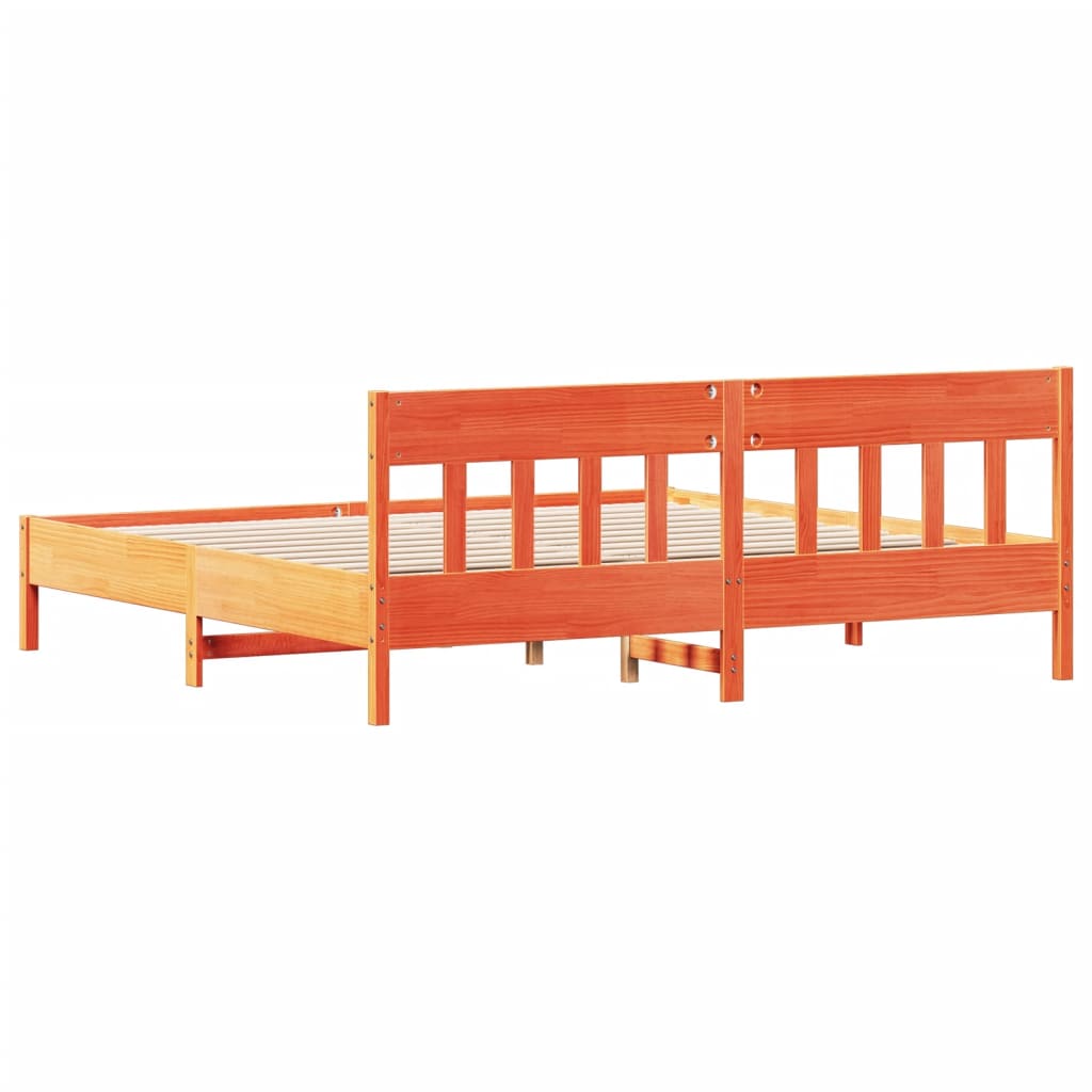 Solid Wood Bed Without Mattress Wax Brown 180x200 Cm Pine Wood